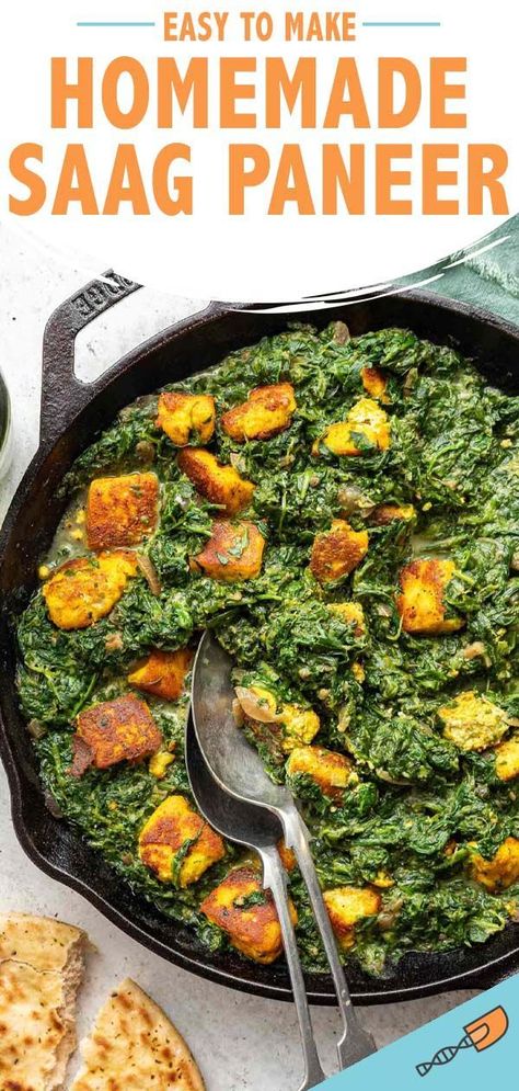 Sag Paneer Recipe, Saag Paneer Recipe, Indian Food At Home, Saag Recipe, Recipes Indian Food, Authentic Indian Food, Saag Paneer, Paneer Recipe, Easy Indian Recipes