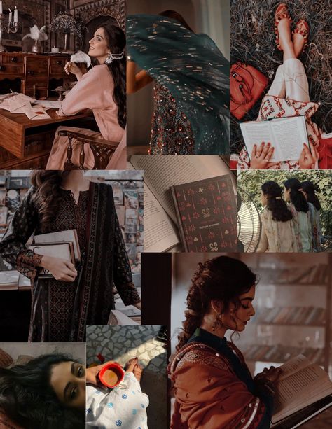 Collage representing desi women and cultures in the vein of the dark academia aesthetic Mexican Dark Academia, Desi Academia Moodboard, Indian Dark Academia, Pakistani Dark Academia, Ayurveda Aesthetic, Desi Romance Academia Aesthetic, Desi Dark Academia Aesthetic, Desi Dark Aesthetic, Romantic Academia Aesthetic