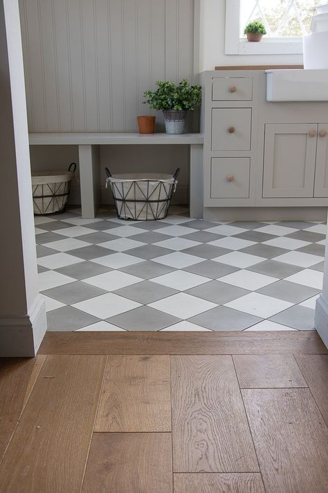 Checkered Floor, Kitchen Floor Tile, Engineered Hardwood Flooring, Room Flooring, House Flooring, Kitchen Tiles, Engineered Hardwood, Floor Design, Kitchen Flooring