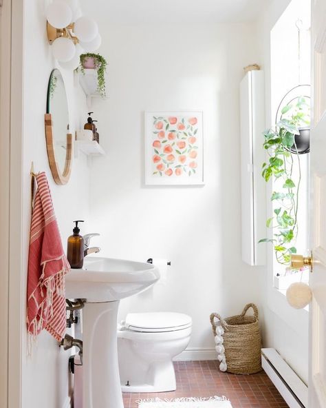 How to Spruce Up a Rental Bathroom for Less Than $200 | The Everygirl Alexandra Gater, Toronto Apartment, Rental Bathroom, Rental Decorating, Varanasi, Cheap Decor, White Bathroom, My New Room, Cheap Home Decor