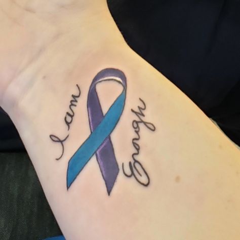 Tattoo Ideas For Dv Survivors, Dv Tattoos, Domestic Survivor Tattoo Ideas, Domestic Vilonce Tattoos, Domestic Vilonce Women Tattoos, Domestic Vilonce Survivor Tattoos, Attempted Survivor Tattoo, Watercolor Awareness Ribbon Tattoo, Survivor Tattoo