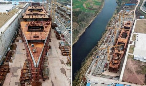 TITANIC II: China builds £125m FULL-SIZE Titanic replica - pictures Original Titanic, Titanic Ii, Construction Images, Cunard Line, Interactive Museum, Rms Titanic, Grand Staircase, April 12, Interesting News