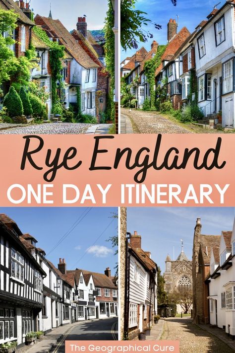 Pinterest pin for one day in Rye itinerary Rye Sussex England, Rye England Uk, Rye East Sussex England, Rye Uk, Medieval Homes, England Travel Outfits, Homes In England, Rye England, Uk Holiday Destinations