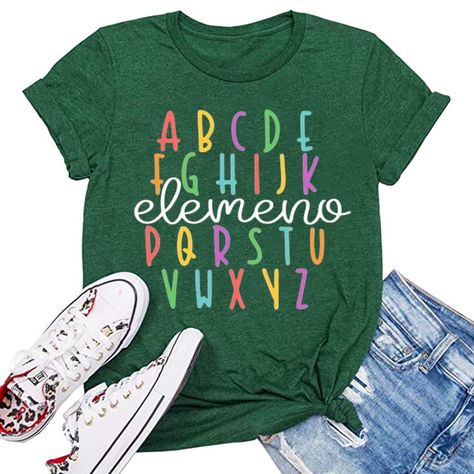 PRICES MAY VARY. [Features]: Alphabet Student and Teacher T-shirt, ABC Alphabet Elemeno Shirt For Teachers, Back to School Shirt , Kindergarten Teacher Shirt, Teacher Gifts Tee, Casual Summer Graphic T-shirt, Casual Spring Graphic T-shirt,Casual Fall Graphic T-shirt, Student Gift Tops, Teacher Tee Tops Blouse, Short Sleeve T-Shirt, O-Neck. [Description]: It was a nice gift, buy It for yourself or gift it for your teacher, friend, child to show your deep love for her. [Material]: Breathable fabri Top Teacher Gifts, Kindergarten Teacher Gifts, Teacher Fits, Kindergarten Teacher Shirts, Abc Alphabet, Theme Classroom, Kindergarten Teacher, Tshirt Ideas, Teacher Tees