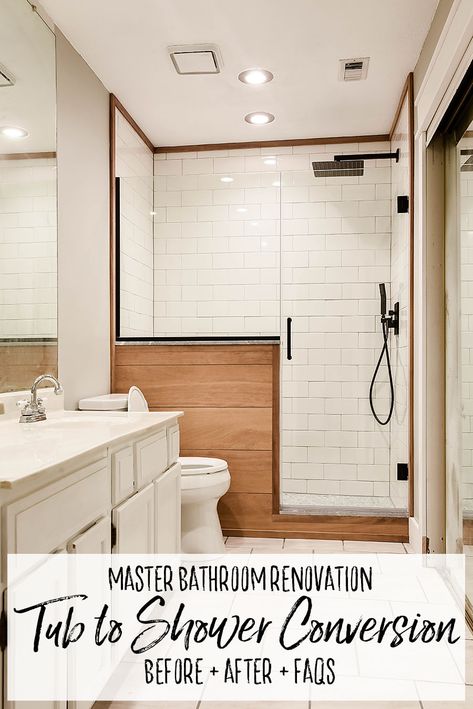 Master Bathroom Renovation - Converting a Bathtub into a Walk In Shower - Our Handcrafted Life Tile Walk In Shower, Tub To Shower Remodel, Tub To Shower Conversion, Shower Renovation, Shower Conversion, Architecture Renovation, Diy Shower, Shower Diy, Bathroom Remodel Shower