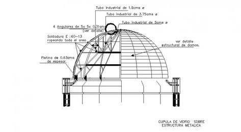 Dome structural detail drawing in AutoCAD file. #cadbull #autocad #caddrawing #architecture #constructioncad #domestructure Section Detail, Wall Section Detail, Folding Architecture, Detail Drawing, Dome Structure, Structural Drawing, Brick Detail, Dome Ceiling, Ceiling Detail