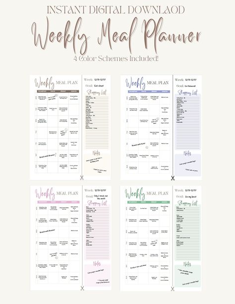 Printable Meal and Grocery Planner | Productivity Planner | Meal Prep Tracker | Weekly Meal Tracking Schedule | Weekly Planner monthlyplannerpages #darkmodedigitalplanner #productplannerprintable #plannertemplates Snacks Shopping, Grocery Planner, Meal Planner Printable Free, Printable Meal Planner, Notes Plan, Daily Meal Planner, Monthly Meal Planner, Agenda Organization, Planner Printables Free