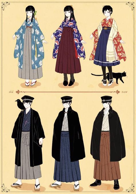 Japanese Clothing Design, Taisho Era Fashion, Yukata Design, Kimono Art, Japanese Traditional Clothing, Taisho Era, Drawing Anime Clothes, Fashion Design Drawings, Fashion Design Sketches