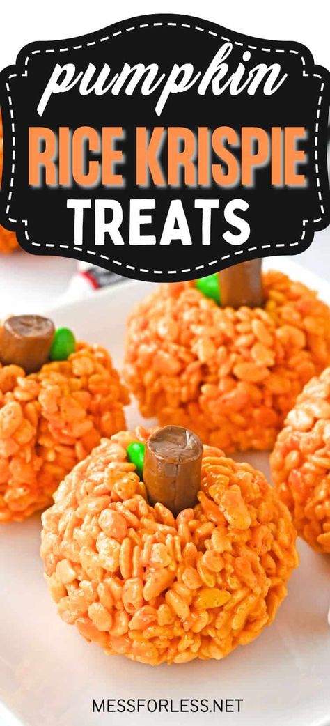 Get ready to impress your friends with this Rice Krispie Pumpkins Recipe! Perfect for Halloween or Thanksgiving, these treats are not only delicious but also fun to make. Pumpkin Rice Krispies, Pumpkin Rice Krispie Treats, Treats For Halloween, Pumpkin Rice, Halloween Drinks Alcohol, Halloween Party Snacks, Halloween Drinks, Rice Krispie Treats, Rice Krispie