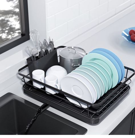 #kitchenideas #sink #dishes #kitchenaccessories Kitchen Dish Drainers, Organiser Cucina, Sink Drying Rack, Bamboo Dishes, Drying Rack Kitchen, Kitchen Sink Storage, Sink Dish Rack, Dish Drying Rack, Dish Storage