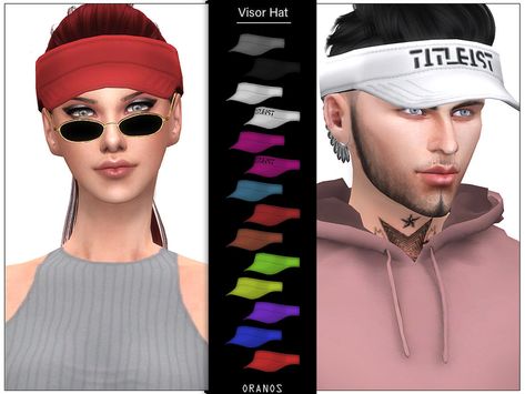 The Sims Resource - Visor Hat Cc Hats, The Sims 4 Pc, Womens Visor, Golf Visor, Sims 4 Mm Cc, Sims 4 Mm, Sims4 Clothes, Printed Pleated Skirt, Visor Hat