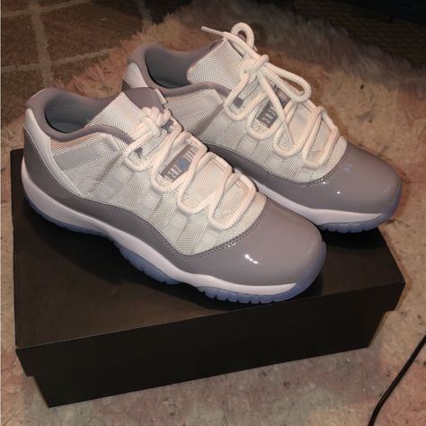 Grey And White Low 11’s Never Worn Brand New Trendy Shoes For Women Sneakers & Athletic Shoes, New Balance Gray Shoes, Grey Low Jordans, Grey And White Jordans, Jordan Shoes Low, Shoes For High School, Gray And White Jordans, Jordans 11, Jordans Low