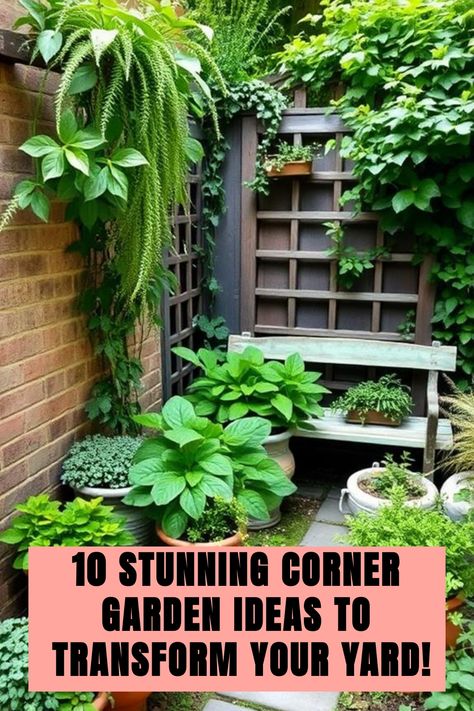 : 🌿 Corner Garden Ideas 🌿 Make the most of every nook in your yard with these stunning corner garden ideas! 🌸 From lush flower beds to cozy seating nooks, these creative designs will transform unused corners into beautiful, functional spaces. Perfect for small yards, patios, or any garden area that needs a little extra love, these ideas will inspire you to turn even the smallest space into a green oasis! 🌞🌿 Corner Yard Trellis, Alleyway Garden Side Yards, Small Garden Corner Ideas, Small Space Flower Garden, Corner Backyard Ideas, Backyard Corner Ideas, Corner Courtyard, Small Garden Corner, Yard Trellis