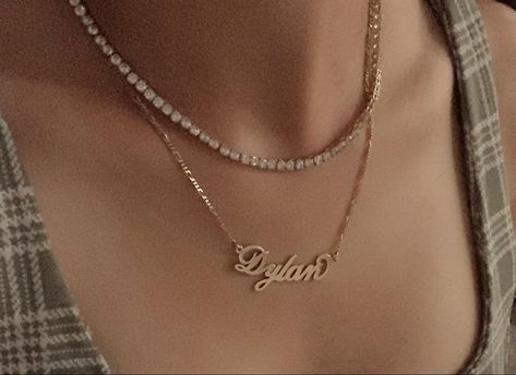 Necklace With His Name, Boyfriend Necklaces For Her, Initial Necklace For Boyfriend Gold, Name Necklace Boyfriend, Bf Name Necklace, Boyfriends Name Necklace, Boyfriend Initial Necklace Aesthetic, Necklace From Boyfriend, Boyfriend Name Necklace