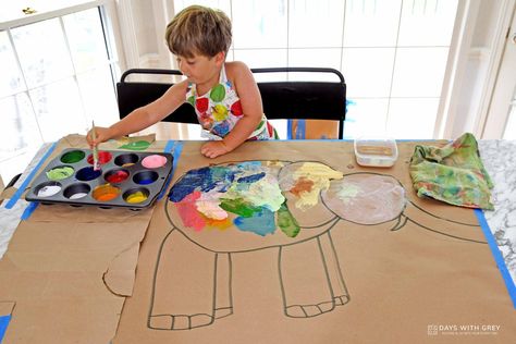 Art Activity For Preschoolers, Picture Of An Elephant, Elmer The Elephant, Elmer The Elephants, Elephant Book, Activity For Preschoolers, Paper Grocery Bags, Elephant Pictures, Painting Activities