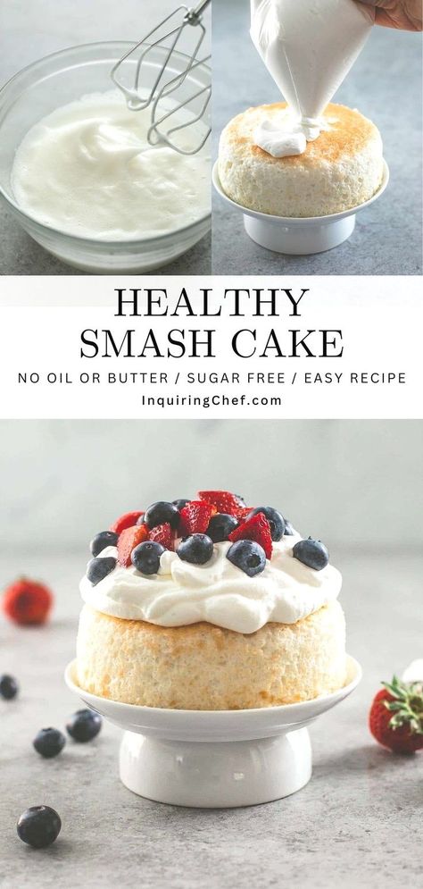 This healthy smash cake for a baby's first birthday has it all - fluffy, light, delicious, and an easy dessert recipe at that! Whip Cream Smash Cake, 1st Birthday Cheesecake, First Birthday Cake Smash Recipe, Healthy Pumpkin Smash Cake, One Year Old Smash Cake Recipe, Angel Food Cake Smash Cake, Dye Free Smash Cake, Healthy One Year Old Birthday Cake, Cake Ideas For 3 Year Boy