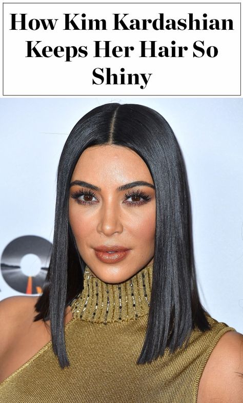 Click through to find out the products Kim Kardashian uses to keep her hair so shiny and healthy Kardashian Hairstyles, Kim Kardashian Makeup Tutorial, Emotional Status, Silky Shiny Hair, Kim Kardashian Makeup, Kim Kardashian Hair, Healthy Shiny Hair, Kardashian Hair, Long Bobs