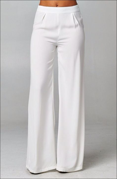 White Palazzo Pants, Pretty Pants, Plain Pants, Clothing Catalog, Clothes Closet, Dresses Pants, Work Clothes, Casual Work, White Outfits