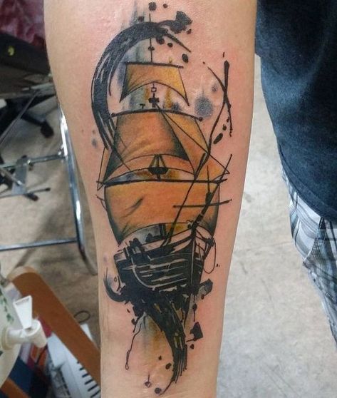 This article contains 60 fully original, distinctive, and eye-catching ship tattoo ideas. Bonus: all meanings explained. Ship Tattoo Ideas, Ship Tattoo Design, Tattoo Ship, Ship Tattoos, Pirate Ship Tattoo, Sailboat Tattoo, Bio Organic Tattoo, Organic Tattoo, Lion Tattoo Sleeves