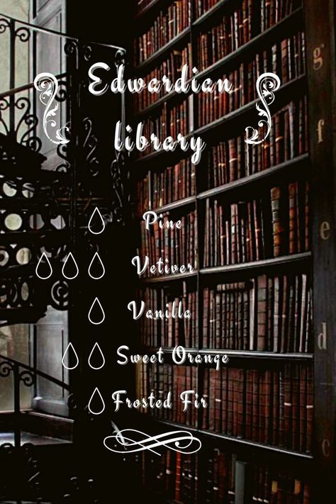 Ravenclaw Essential Oil Blend, Old Books Essential Oil Blend, Acotar Diffuser Blends, Dark Academia Diffuser Blend, Library Essential Oil Blend, Lord Of The Rings Essential Oil Blend, Dark Academia Essential Oil Blends, Edwardian Library, Essential Oil Recipes Diffuser