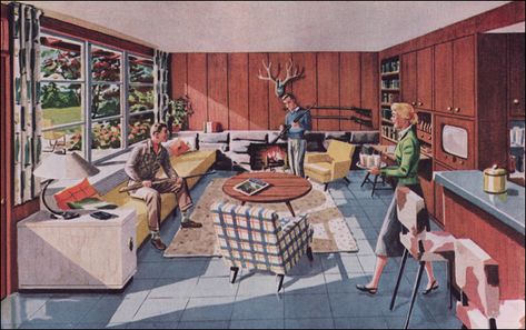 George Cooper, 50s Interior, Retro Homes, Retro Rooms, 1950s House, Vintage Interior Design, House Vintage, Mid Century Living Room, Mid Century Modern Living