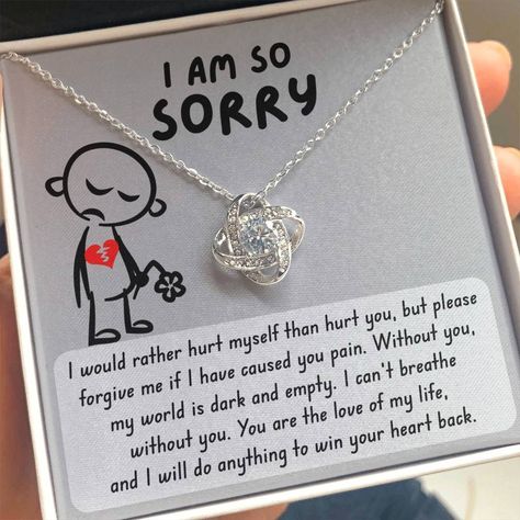 🎁Unlock your heart and say sorry with this dark and empty love knot pendant necklace 💔 Let this symbol of everlasting love speak for you and mend any brokenness 💕 #ApologyGift #SorryNotSorry #LoveKnotNecklace #ForgiveMe #Soulmate #Wife #Girlfriend #FathersDayGift #LoveWins #HeartfeltApology Shop Now https://bit.ly/3Mn5Edd Single Mom Gifts, Apology Gifts, I Am So Sorry, Godson Gifts, Bonus Dad Gifts, Nephew Gifts, Goddaughter Gifts, Niece Gifts, Step Dad Gifts