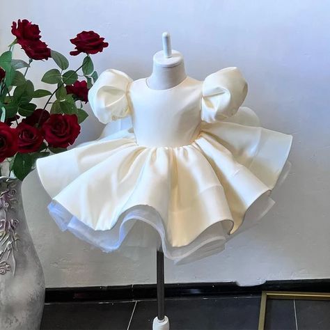 Flower Girl Dresses Beige Satin Short Puff Sleeves O Neck Kid's Birthday Cloth for Wedding Ball Gown Baby Formal Party Gown Mini - AliExpress Ball Gown For Baby Girl, Gown For Baby Girl, Dresses Beige, Wedding Ball Gown, Satin Short, Party Gown, Ball Gowns Wedding, Party Gowns, Formal Party