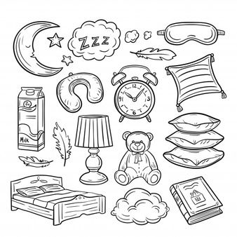 Lettering about sleep and good night | Premium Vector Scrapbook Doodles, Couples Scrapbook, Calendar Doodles, Banner Doodle, Couples Doodles, Deur Sticker, Sleeping Drawing, Pillow Drawing, Dream Drawing