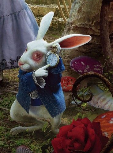 alice in wonderland white rabbit tim burton - Google Search Rabbit Alice In Wonderland, White Rabbit Alice In Wonderland, White Rabbit, Alice In Wonderland, Clock, Blue, White