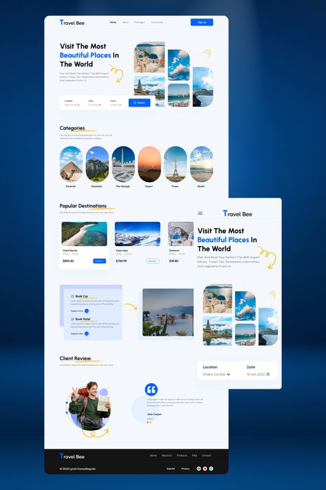 Hello,This is a Travel Agency Landing Page Concept. Let me know what you are thinking about the design. Travel Landing Page, Landing Page Ui Design, Web Design Creative, Travel Agency Website, Agency Landing Page, Travel Website Design, Landing Page Ui, Food Web Design, Simple Web Design