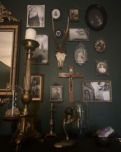 Victorian Accent Wall, Date Night At Home Decor, Southern Gothic Decor, Romantic Date Night At Home Decor, Romantic Gothic Home Decor, Vintage Gothic Home Decor, Gothic Home Decor Ideas, Victorian Gothic Decor, Goth Room