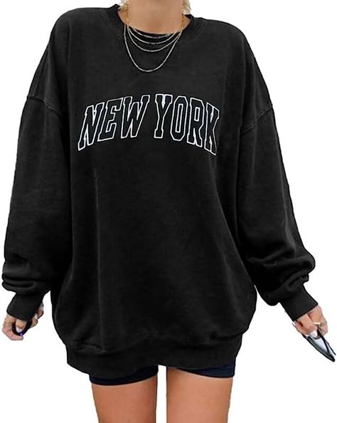 Womens Oversized Sweatshirts, Crewneck Sweatshirt Women, Crewneck Vintage, Oversized Crewneck, Fashion Hoodies, Tunic Sweatshirt, Loose Pullover, Simple Shirts, Oversized Sweatshirt