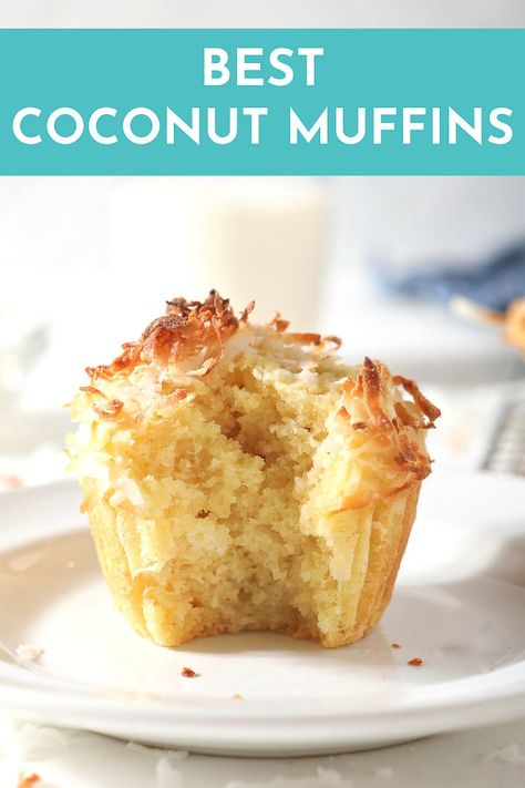 Muffins Small Batch, Coconut Muffin Recipes, Fluffy Muffins, Batch Baking, Vanilla Muffins, Small Batch Baking, Coconut Muffins, Dessert For Two, Lemon Coconut