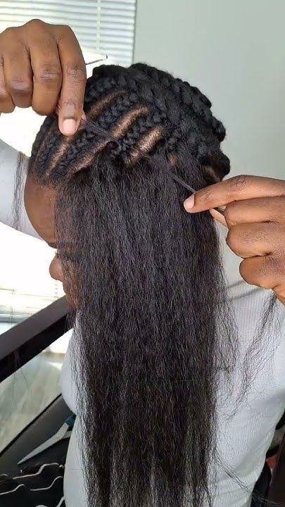 Have you tried this crochet hair hack? #crochethair #braidschool #braids #naturalhairstyles Single Braid Styles Black Women, Spanish Bulk Braids Hairstyles, Cornrows On Sisterlocks, Crochet Braiding Hairstyles, Full Crochet Hairstyles, Cheap Weave Hairstyles Black Women, Braids For Crochet Hair, Crochet Hairstyles Curly Hair, How To Braid Hair For Crochet Braids