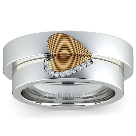 Brilliance designs unique his and hers wedding bands with a heart made of the couple's fingerprints. Fingerprint Wedding Bands, Heart Fingerprint, Fingerprint Wedding, Matching Wedding Ring Sets, Rings Matching, Wedding Bands For Him, Matching Wedding Rings, Custom Wedding Rings, Matching Wedding Bands