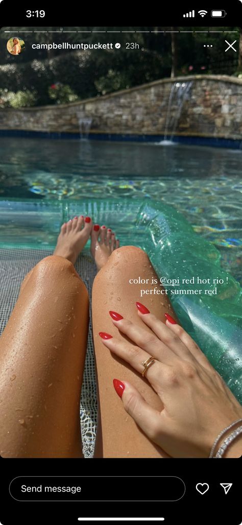 Opi Red Hot Rio, Opi Red, Simple Fall Nails, Nail Colour, French Acrylic Nails, Colour Inspiration, Hair Skin Nails, Nail Jewelry, Summer Nails Colors