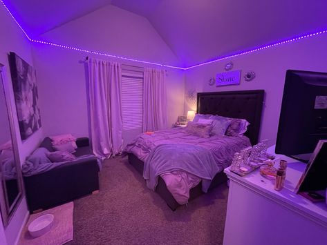 Pink Purple And Grey Bedroom, Grey Purple Room Ideas, Purple Inspired Bedroom, Room Inspiration Bedroom Pink And Grey, Purple Bed Frame Room Ideas, Girly Purple Bedroom, Purple Pink Bedroom Ideas, Purple And Grey Room Ideas, Purple Room Inspiration