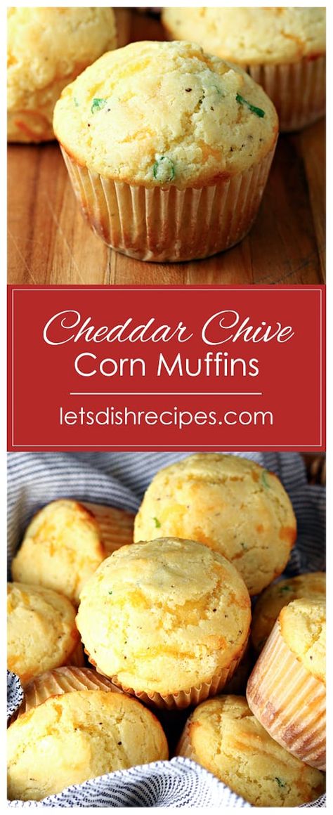 Savory Cornbread Recipe, Homemade Cornbread Muffins, Corn Muffins Recipe, Cheddar Muffins, Savory Cornbread, Cornbread Muffins Recipe, Cornmeal Muffins, Chives Recipe, Honey Oat Bread