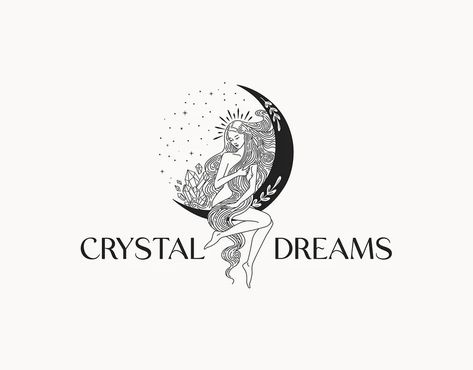 CRYSTAL DREAMS 54 Eclectic Logo Design sacred Magical - Etsy Australia Minimal Eclectic, Entrepreneur Logo, Mystic Logo, Artist Interior, Facebook Cover Images, Moon Gold, Purple Logo, Crystal Logo, Crystal Goddess