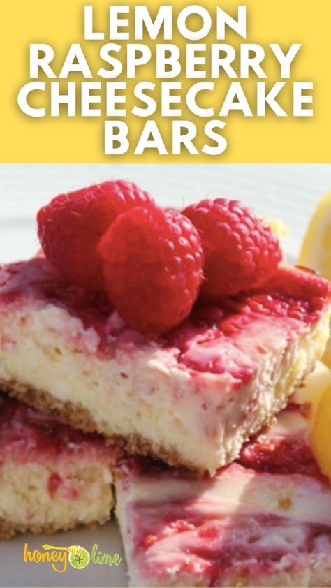 Heavenly Raspberry Cheesecake Bars, Lemon Raspberry Crumb Bars, Lemon Raspberry Cheesecake No Bake, Lemon Raspberry Desserts, Lemon Raspberry Cheesecake Bars, Raspberry Lemon Bars, Lemon Raspberry Cheesecake, Homemade Cheesecake Recipes, Raspberry Dessert