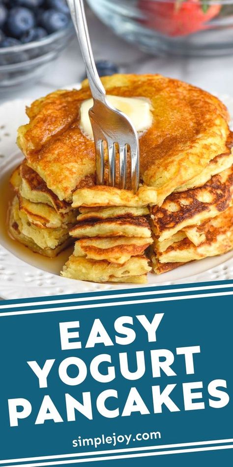 Yogurt Pancakes Healthy, Fluffy Yogurt, Healthy Pancake Recipes Easy, Yoghurt Pancakes, Greek Yogurt Pancakes, Yogurt Pancakes, Best Pancake Recipe, Healthy Pancake Recipes, Fun Breakfast