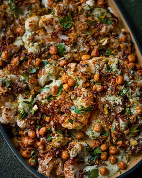 Rainbow Plant Life, Brunch Vegan, Cauliflower Steak, Roasted Cauliflower Steaks, Crunchy Chickpeas, Caramelized Shallots, Vegan Instant Pot Recipes, Vegan Instant Pot, Cauliflower Steaks