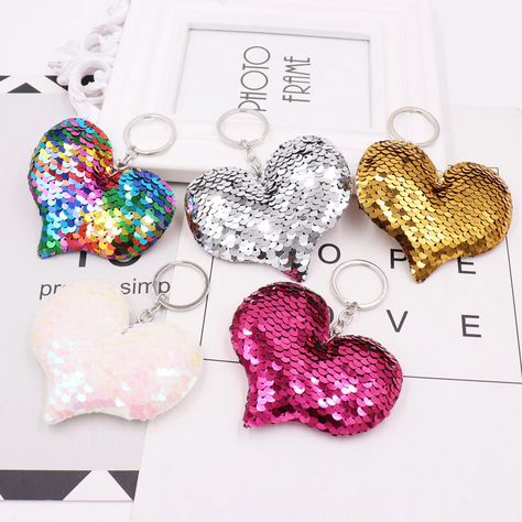 Sequin Bag, Backpack Decoration, School Accessories, Car Bag, Heart Keychain, Cute Heart, Heart Decorations, Valentines Day Hearts, Keychain Gift