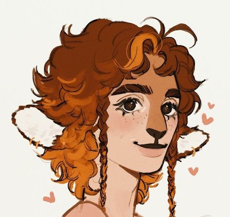 Deer Person Character, Deer Human Hybrid, Curly Hair Character Design, Deer Oc Human, Deer Hybrid Human, Fawn Oc, Character Design Inspiration Female, Curly Hair Drawing Reference, Dnd Art