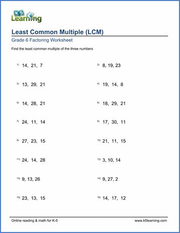 Grade 6 math worksheets on finding the least common multiple (LCM) of 3 numbers within 2-30. Free printable pdf worksheets. Lcm And Gcf, Grade 6 Math Worksheets, Greatest Common Factor, Least Common Multiple, 6th Grade Worksheets, Common Multiples, Factors And Multiples, Greatest Common Factors, Math Exercises