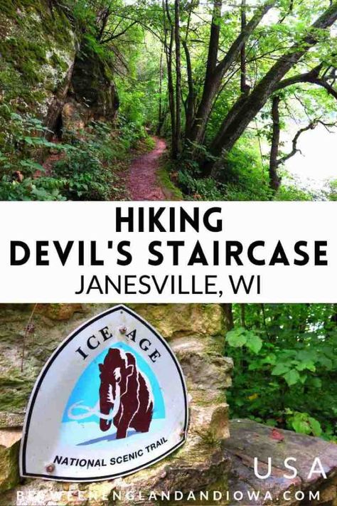 Devil’s Staircase Janesville | Hiking The ‘Devil’s Staircase’ Segment of the Ice Age Trail in Wisconsin – Between England & Iowa Midwest Hiking, Hiking Wisconsin, Wisconsin Attractions, Janesville Wisconsin, Ice Age Trail, Wisconsin Vacation, Wisconsin State Parks, Exploring Wisconsin, Rock River