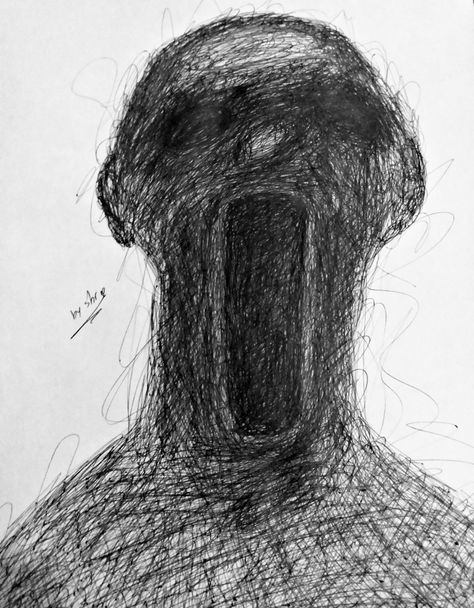 Drawings Of Fears, Schizophrène Art, 4 Morant, Person Sketch, Creepy Home Decor, Blind Drawing, Dave Mckean, Creepy Smile, Horror Drawing