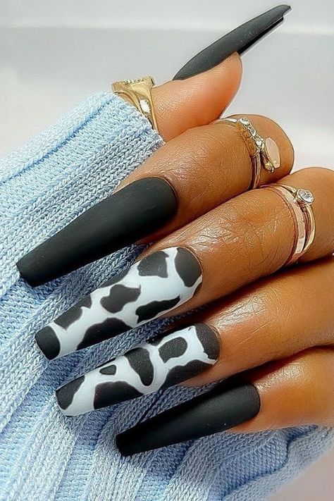 White Cow Print Nails, Cow Print Nail Designs, Christian Nails, Dark Nail Colors, Printed Nails, Nail Deaigns, Black To Black, Cow Print Nails, Blues And Browns