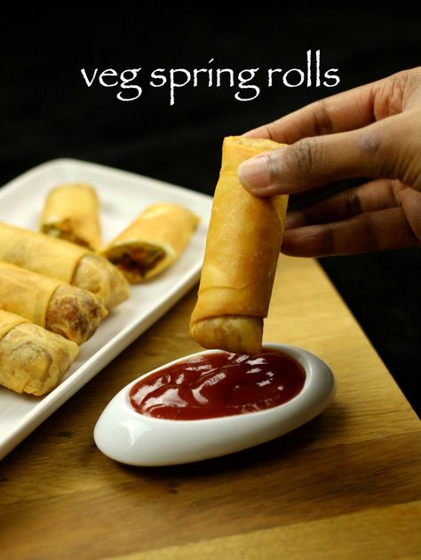 Veg Spring Rolls, Hebbars Kitchen, Vegetarian Spring Rolls, Spring Roll Recipe, Chaat Recipe, Spring Roll, India Food, Roll Recipe, Indian Snack Recipes