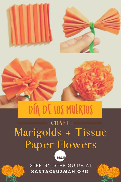 Dia De Los Muertos Crafts Ideas, Make Tissue Paper Flowers, Dia De Los Muertos Party Ideas, Garland Bedroom, Dia De Los Muertos Decorations Ideas, Mexico Day Of The Dead, Day Of The Dead Party, Halloween Arts And Crafts, Orange Garland